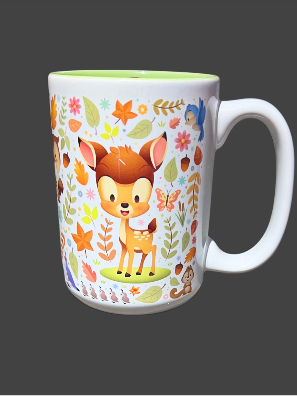 Disney Woodland Deer 16 oz Ceramic Mug - White with Orange & Green